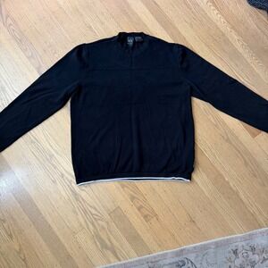 Armani Exchange Mens Black Cotton Crewneck Sweater Embossed AX Logo Size L